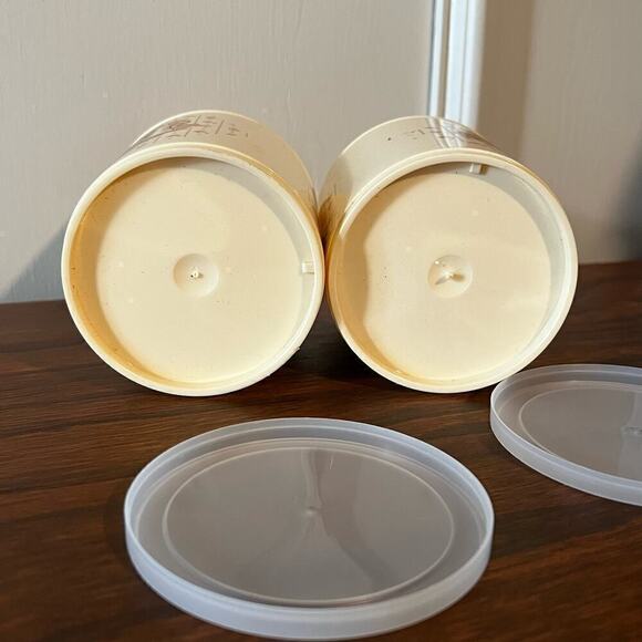 Vintage 70’s Plastic Container Crock Butter Tub with Lid Set of 2 Harvest Design - Picture 7 of 10